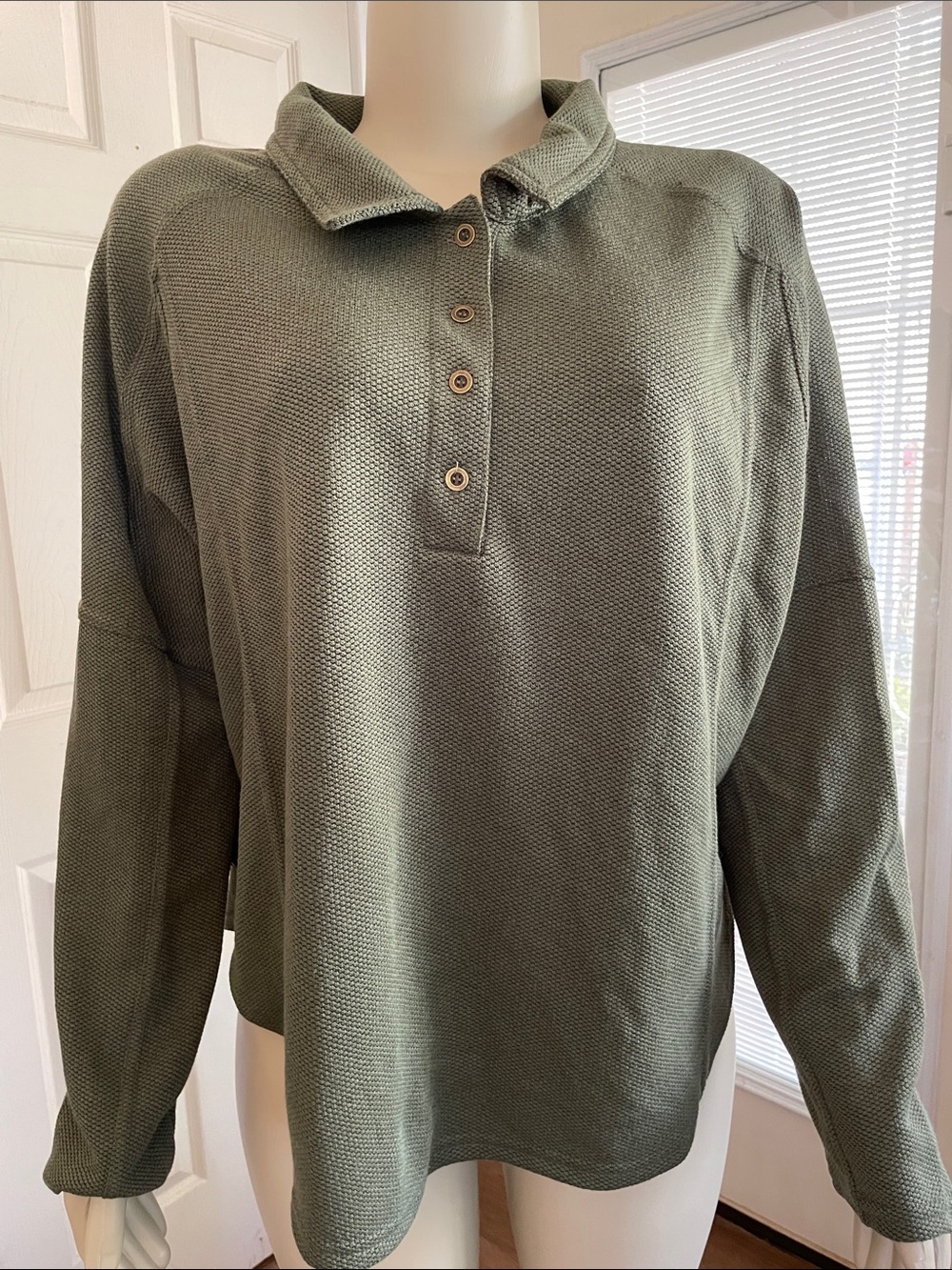 Women's Olive Green Knit Polo Pullover